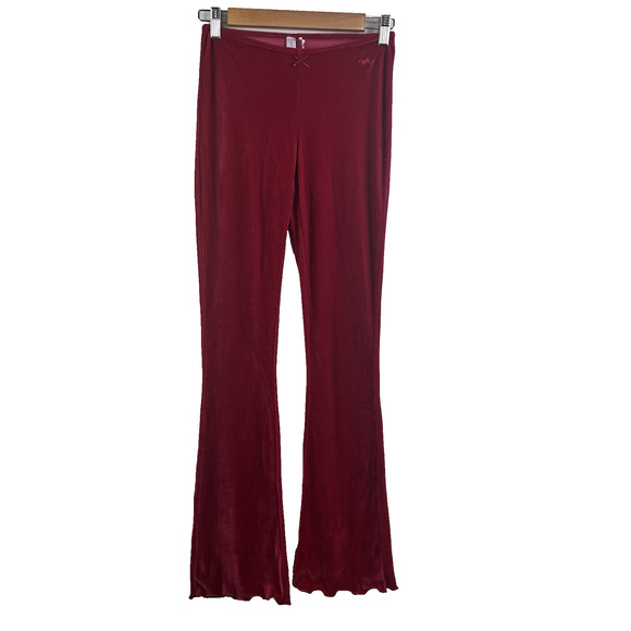 Urban Outfitters Out From Under Red Velvet Flared Pants XS Pull On Bohemian - Picture 1 of 11